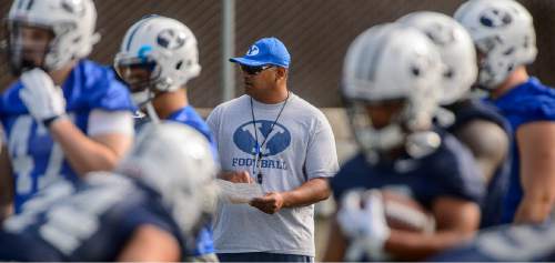 Trent Nelson  |  The Salt Lake Tribune
New coach Kalani Sitake oversees his first BYU fall camp practice, Friday August 5, 2016 in Provo.