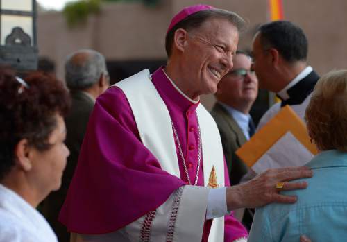 Leah Hogsten  |  The Salt Lake Tribune
Archbishop John C. Wester is welcomed after Vespers Wednesday, June 3, 2015 at the Cathedral Basilica of St. Francis of Assisi in Santa Fe and his Rite of Reception of the Archbishop in his Cathedral Church.