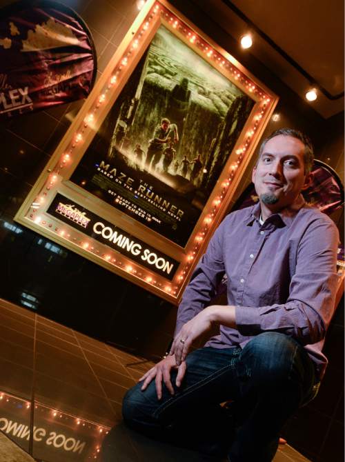Francisco Kjolseth  |  The Salt Lake Tribune
Utah writer James Dashner, whose book, "The Maze Runner," is opening as a Hollywood blockbuster on Sept. 19, stops by one of his regular spots, The District Movie Theatre near his home in South Jordan.