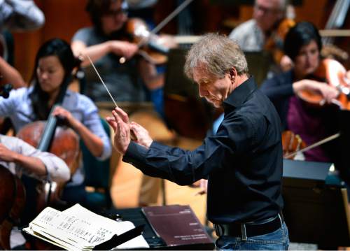 Scott Sommerdorf   |  The Salt Lake Tribune
Conductor Thierry Fischer leads a rehearsal of Beethoven's 5th by the Utah Symphony Orchestra, Thursday, Sept. 10, 2015.