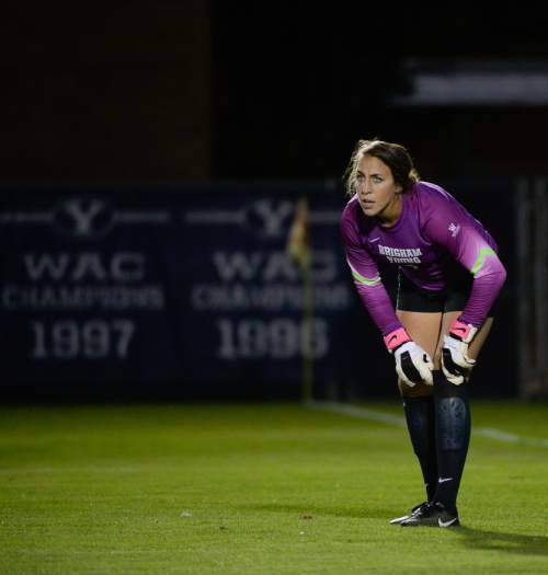 Francisco Kjolseth | The Salt Lake Tribune
All those LDS women who went on missions when the church changed the age to 19 are starting to get back, and several of them are having an impact on the college sports scene. BYU has two returned missionaries, goalkeeper Rachel Boaz, pictured, and midfielder Paige Hunt, who are starring on this year's soccer team after recently returning from Washington and Indiana, respectively.