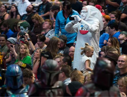 Steve Griffin | The Salt Lake Tribune

Fans get excited as they wait for Mark Hamill and William Shatner to kick off the 2016 Salt Lake Comic Con in the Vivint Smart Home Arena in Salt Lake City on Thursday, Sept. 1, 2016.