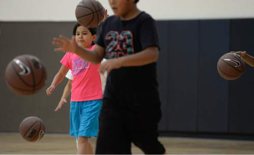 Francisco Kjolseth | The Salt Lake Tribune
American Indian students participate in a self-esteem-boosting basketball program run by the Urban Indian Center, for youths grade 4 to 6, on a day when the program has a special guest: an Alaskan native and American basketball star Damen Bell-Holter.