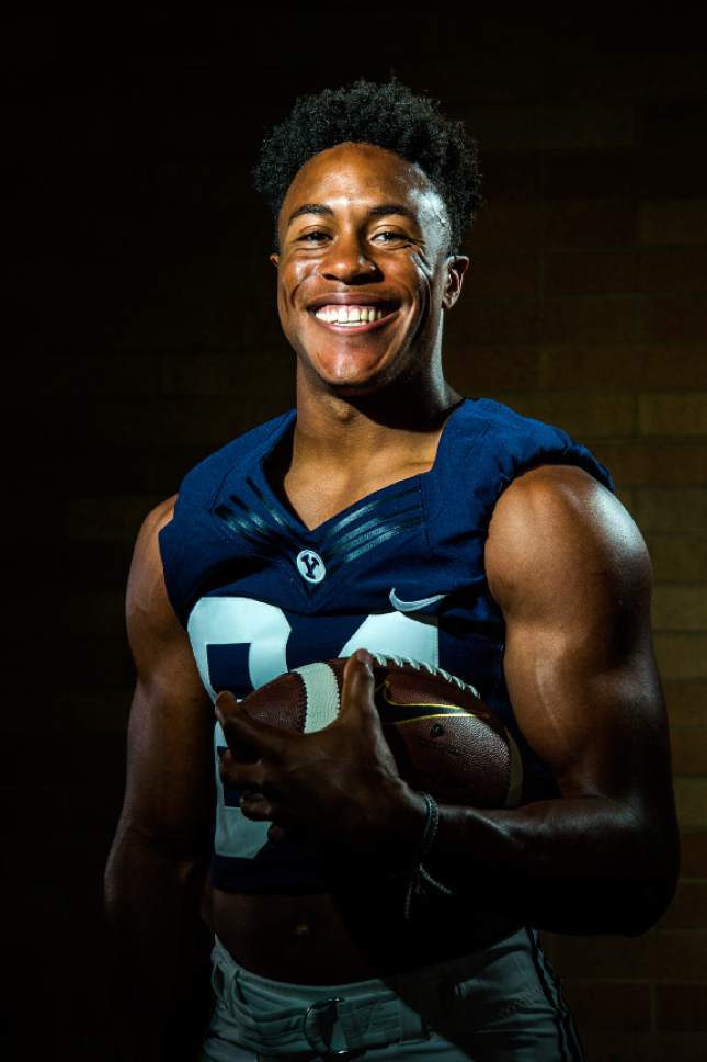 Chris Detrick  |  The Salt Lake Tribune
Brigham Young Cougars Jonah Trinnaman poses for a portrait at the indoor practice facility Tuesday August 9, 2016.