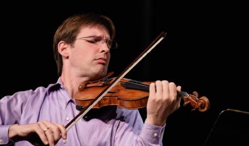 Lynn R. Johnson  |  Special to The Salt Lake Tribune

New York violinist Jesse Mills performed Enrique Granadosí Sonata for Violin and Piano Friday, Sept. 2, 2016, at Moabís historic Star Hall. The performance was part of the 2016 Moab Music Festival, which continues through Sept. 12 in various locations.