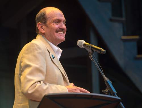 Rick Egan  |  The Salt Lake Tribune

Utah Shakespeare Festival executive director R. Scott Phillips says a few words about the new Engelstad Shakespeare Theatre during its dedication, Cedar City, Thursday, July 7, 2016.
