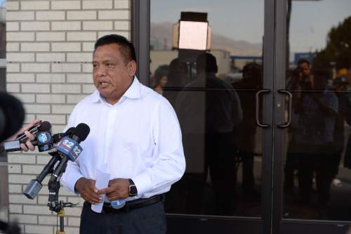 Francisco Kjolseth | The Salt Lake Tribune
Well-known Utah Latino activist Tony Yapias, who has been charged with rape for an alleged assault on a woman who had broken off their long-term relationship in March, holds a press conference in North Salt Lake on Tuesday, Sept. 13, 2016.
