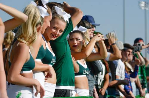 Francisco Kjolseth | The Salt Lake Tribune
UVU cheerleaders and fans pack the Clyde Field for the men's soccer team home game in Orem against Gonzaga recently. The program is in its third year of existence, but is already establishing itself among the nation's best.