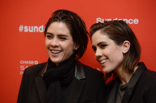 Francisco Kjolseth | The Salt Lake Tribune
Composers Tegan and Sara walk the press line Tuesday for the premiere of  "The Intervention," a comedy about four couples taking a weekend getaway -- where one of the couples learns the trip is an intervention on their marriage. The premiere is part of the Sundance Film Festival in Park City.