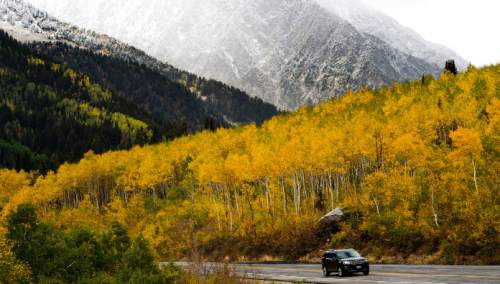 Steve Griffin / The Salt Lake Tribune


A fresh dusting of snow covers the mountain tops in Little Cottonwood Canyon merging fall and winter as the fall colors remain after a storm whipped across the Wasatch Front. Friday September 23, 2016.