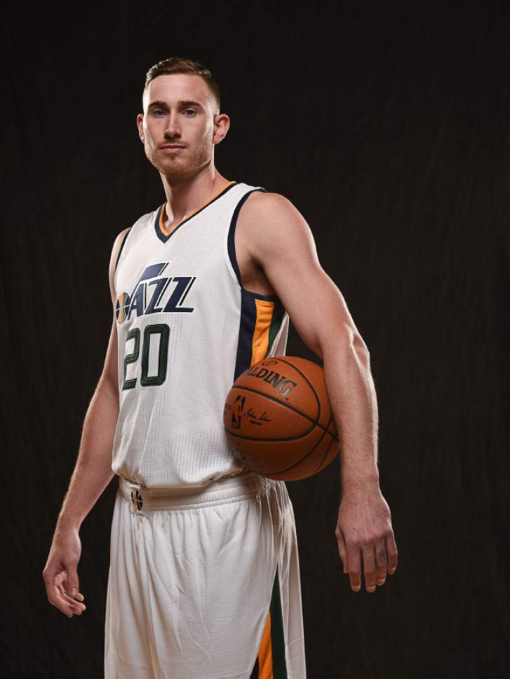 Francisco Kjolseth | The Salt Lake Tribune
Gordon Hayward joins teammates as the Utah Jazz opens training camp with media day for players at the team's training facility in Salt Lake on Monday, Sept. 26, 2016.