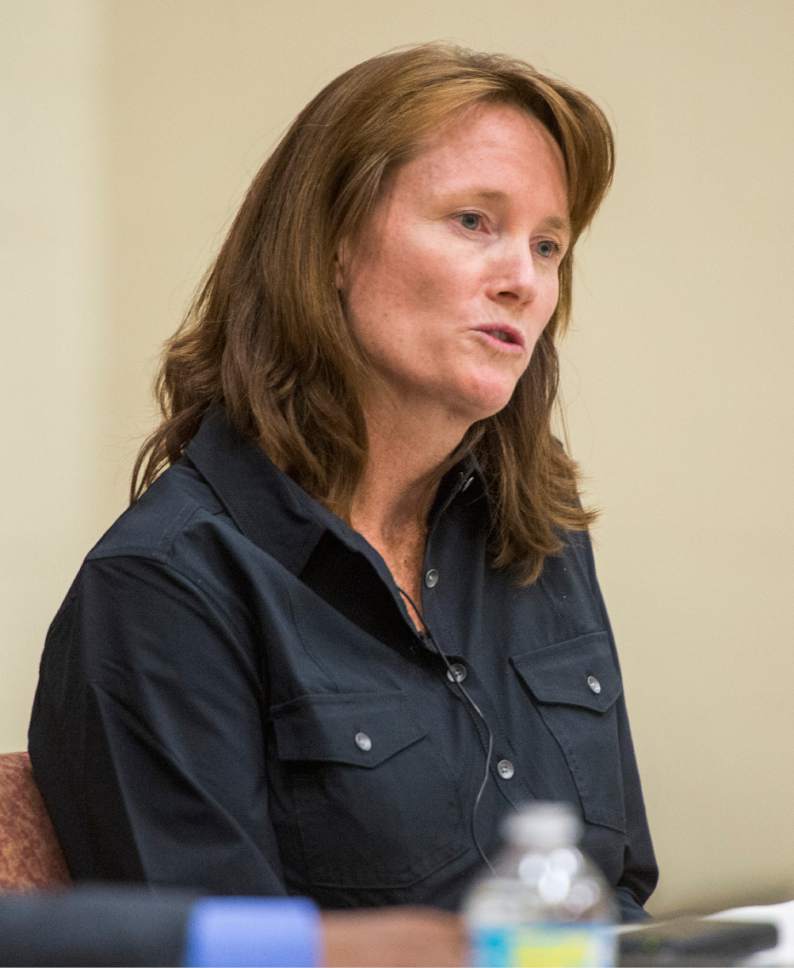 Rick Egan  |  The Salt Lake Tribune

Kathleen Riebe, candidate for state school board District 10 speaks during a debate with Gary Thompson, at Channing Hall in Draper, Wednesday, September 28, 2016.