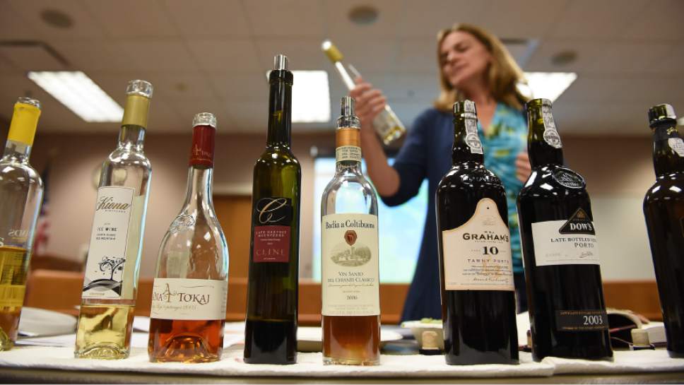 Francisco Kjolseth | The Salt Lake Tribune
Wendy Caron, a certified wine educator discusses a particular wine as part of a training class for Utah's liquor store employees. Caron was hired by the Department of Alcohol and Beverage Control, DABC, to teach the eight-week class, as she walks students, most of whom work at the wine stores in SLC and Park City, through a discussion and tasting of various wines.