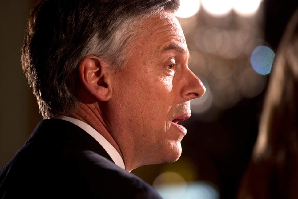 Evan Vucci  |  AP file photo
This 2012 photo in Manchester, N.H., shows Jon Huntsman Jr. on the presidential campaign trail.