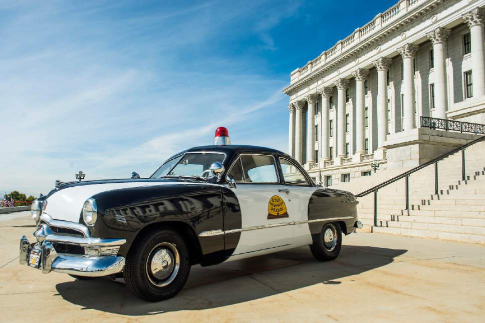 Chris Detrick  |  The Salt Lake Tribune
A 1950 Ford Coupe aka "The Skunk Car" on display during the Capitol Centennial Discovery Day at the Utah State Capitol Saturday October 8, 2016.