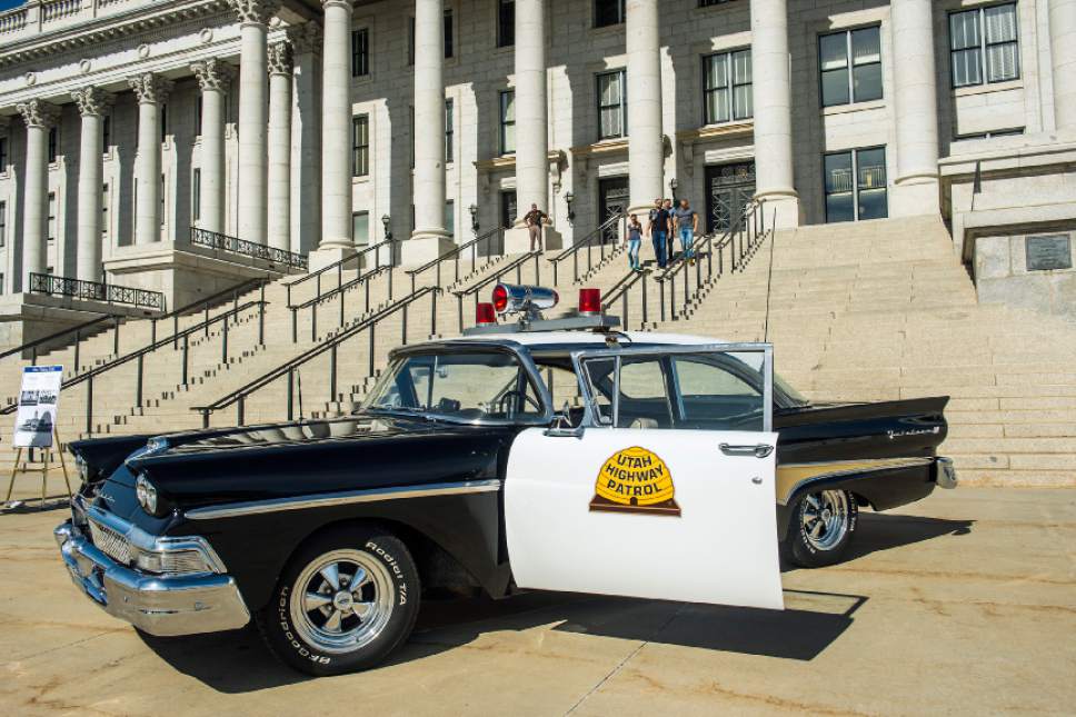 Chris Detrick  |  The Salt Lake Tribune
A 1958 Ford Fairlane on display during the Capitol Centennial Discovery Day at the Utah State Capitol Saturday October 8, 2016.