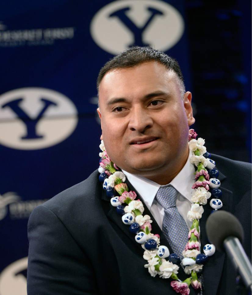 Al Hartmann  |  The Salt Lake Tribune
Kalani Sitake is announced as BYU's new head coach at a press conference in Provo.