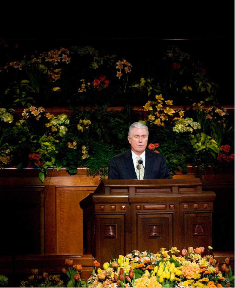 |  Tribune File Photo

Second counselor Dieter F. Uchtdorf of the First Presidency, speaks at the LDS Conference Center for the 181st Annual General Conference of the LDS Church in Salt Lake City, Utah, on Sunday, April 3, 2011.
