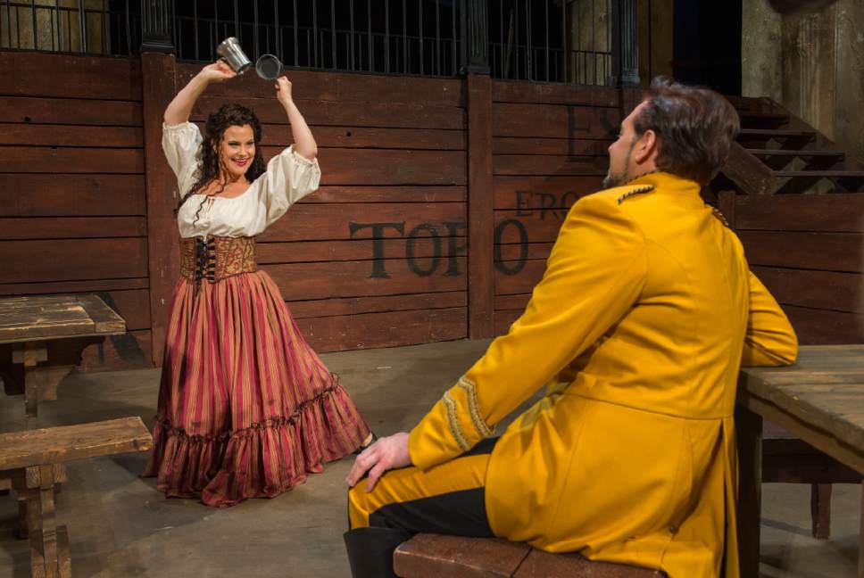 Leah Hogsten  |  The Salt Lake Tribune
In Utah Opera's "Carmen," mezzo-Soprano Elise Quagliata is Carmen and tenor Dominick Chenes is Don Jose. The popular Bizet opera opens the company's season Saturday, Oct. 8.