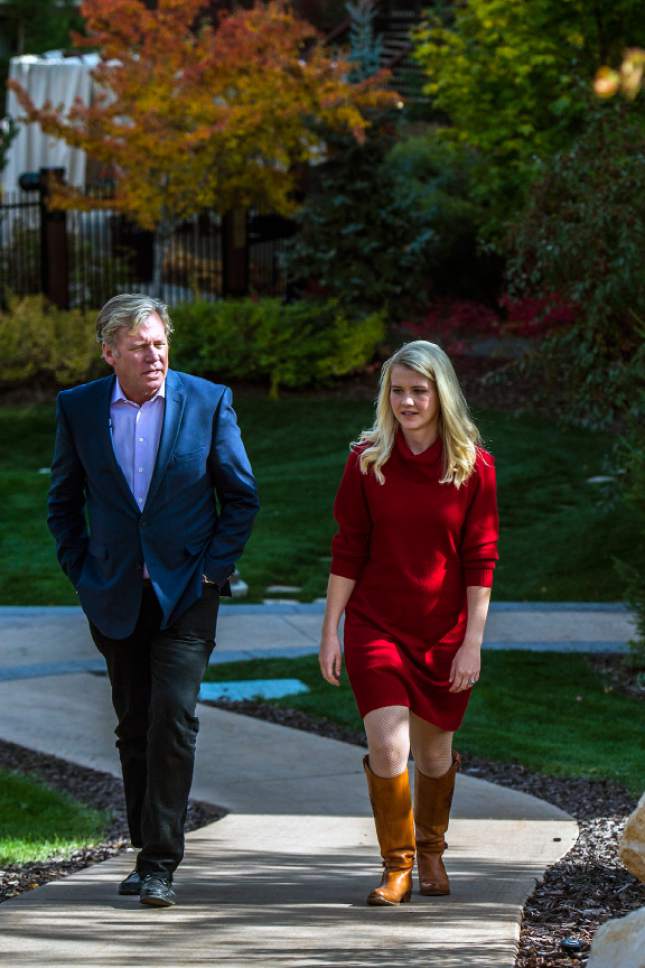 Chris Detrick  |  The Salt Lake Tribune
Chris Hansen and Elizabeth Smart pose for a portrait at the Waldorf Astoria in Park City Tuesday October 11, 2016.