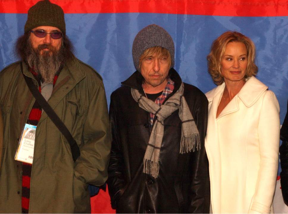 Rick Egan  |  The Salt Lake Tribune

Director Larry Charles, Bob Dylan and Jessica Lange in Park City for the screening of "Masked and Anonymous" on  Jan. 22, 2003.