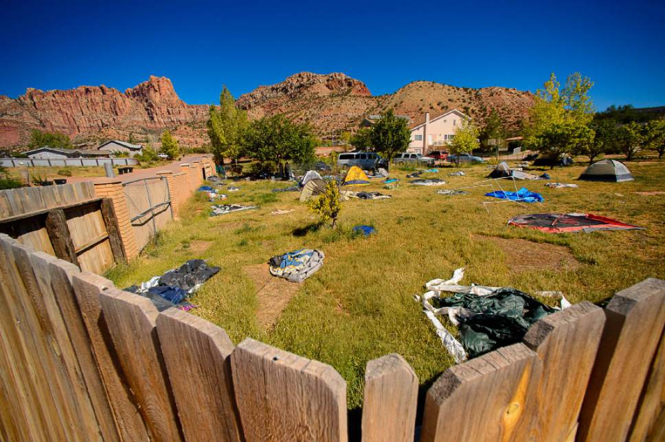 Trent Nelson  |  The Salt Lake Tribune
The remnants of a tent city that sprung up in August after eviction notices were posted in Hildale, as seen Thursday September 25, 2014.