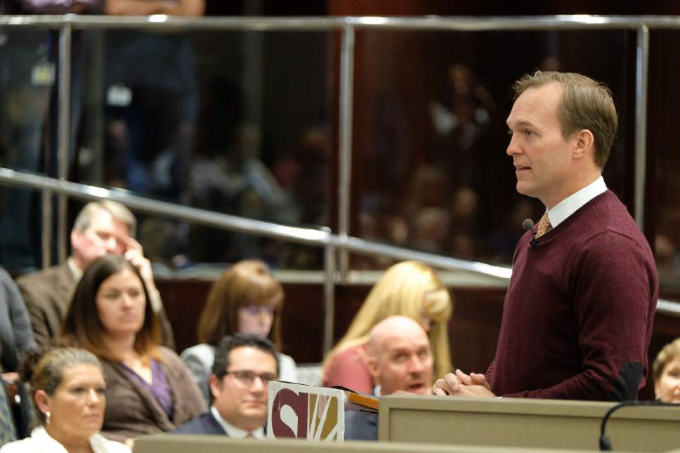 Francisco Kjolseth | The Salt Lake Tribune
Mayor Ben McAdams gives his 2017 budget to the County Council on Tuesday, Oct. 25, 2016, in Salt Lake City.