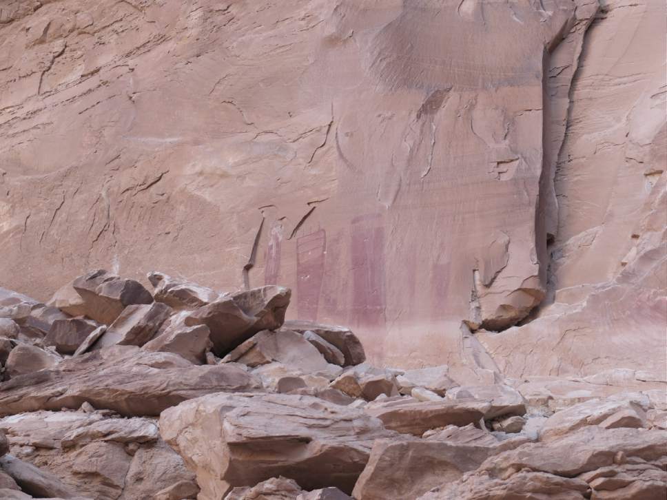 Nate Carlisle  |  The Salt Lake Tribune

Petroglyphs are on the walls of Black Dragon Canyon on Sept. 12, 2016.