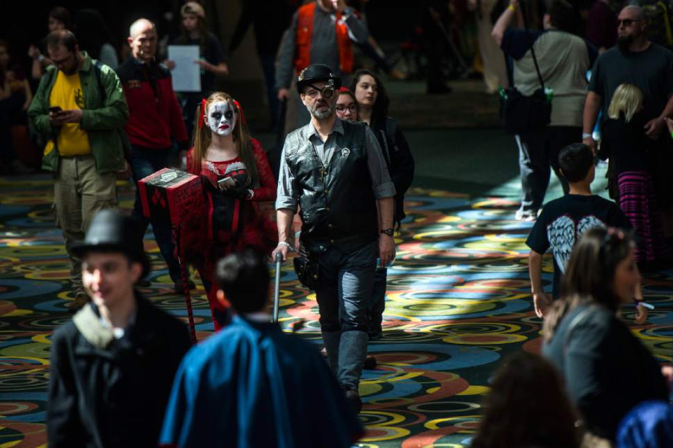 Chris Detrick  |  The Salt Lake Tribune
Attendees walk around during Salt Lake Comic Con's FanXperience at the Salt Palace Convention Center Saturday March 26, 2016.