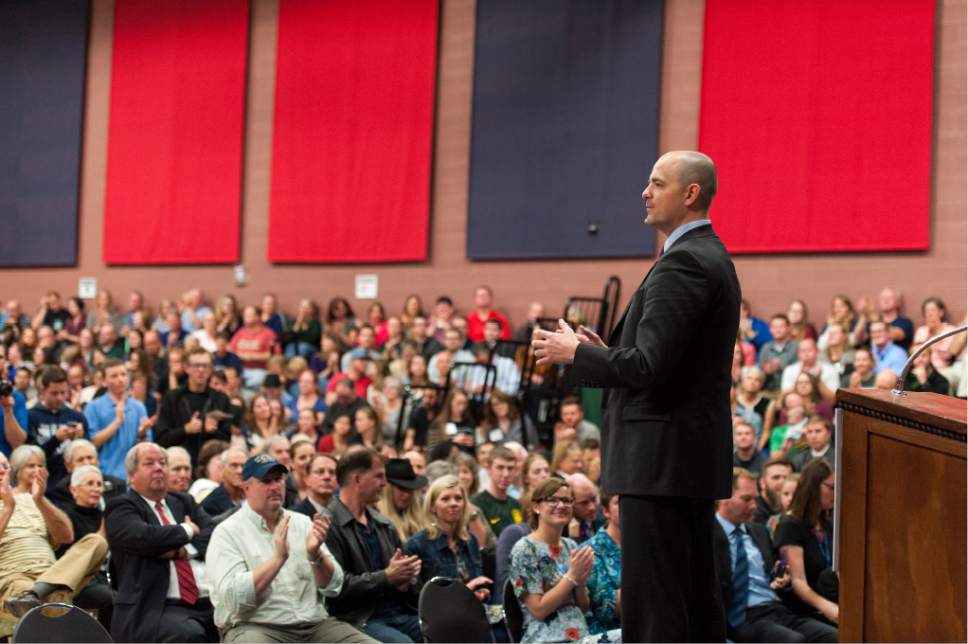 Independent presidential candidate Evan McMullin speaks at a rally in Draper, Friday, Oct  21, 2016 (Alex Gallivan/Special to the Tribune)