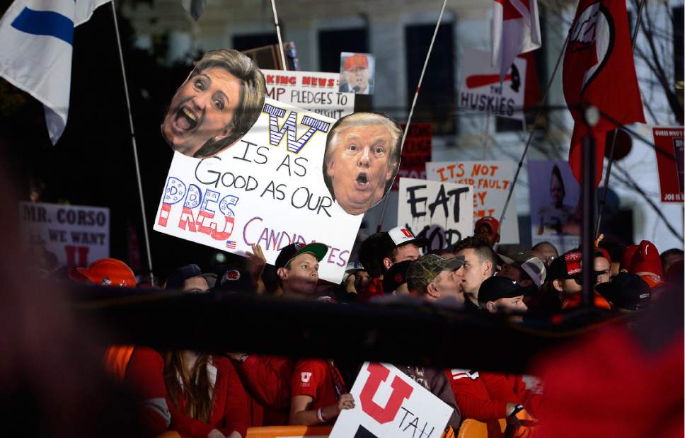 Scott Sommerdorf   |  The Salt Lake Tribune  
A sampling of some signs at the ESPN College Gameday broadcast at President's Circle on the University of Utah campus, Saturday, October 29, 2016.