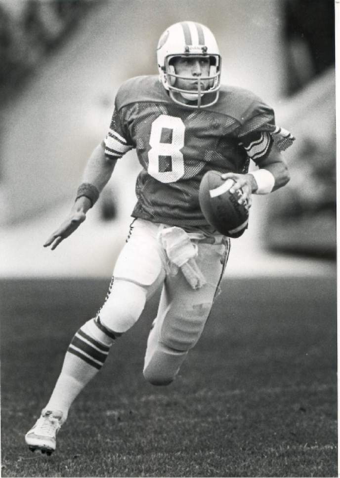 |  Tribune File Photo

Steve Young playing for BYU in1982.