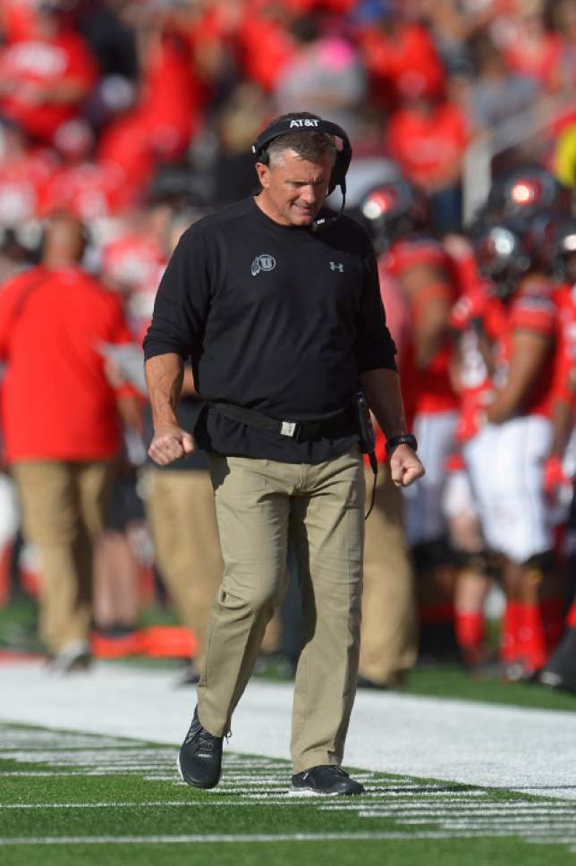 Leah Hogsten  |  The Salt Lake Tribune
Utah Utes head coach Kyle Whittingham during the game. University of Washington Huskies defeated University of Utah Utes 31-24 at Rice-Eccles Stadium, Saturday, October 29, 2016.