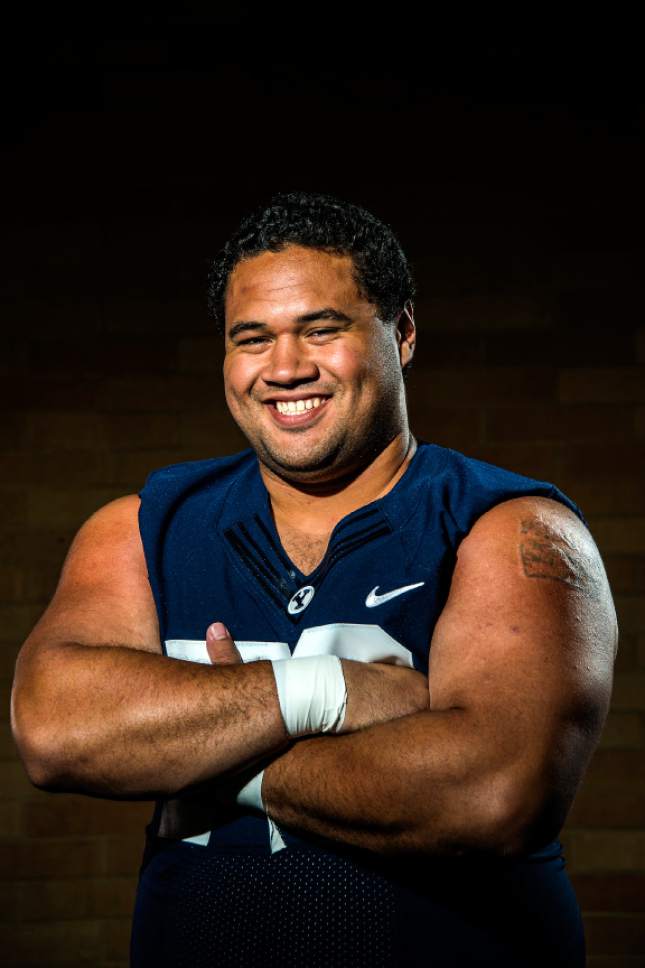 Chris Detrick  |  The Salt Lake Tribune
Brigham Young Cougars offensive lineman Tuni Kanuch (78) poses for a portrait at the indoor practice facility Tuesday August 9, 2016.