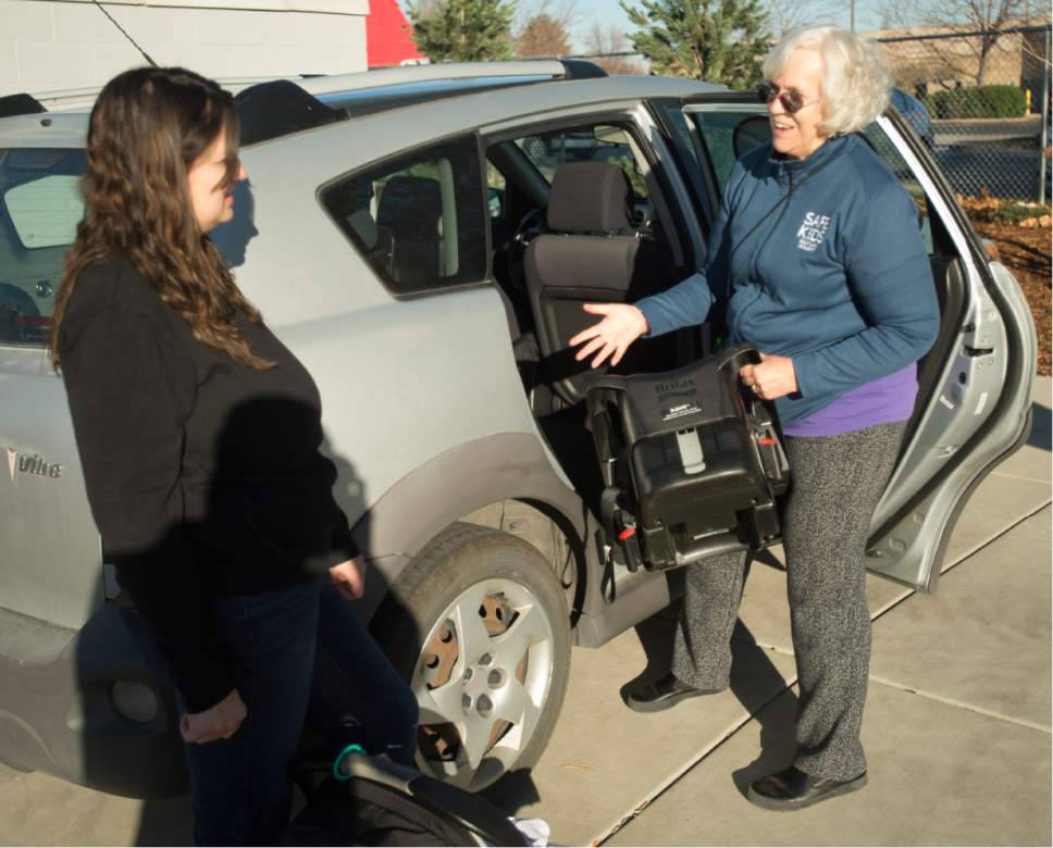 Rick Egan  |  The Salt Lake Tribune

Mary Annn Brady has her baby car seat checked out by Carol Avery, Salt Lake County Health Department, at the new South Redwood Public Health Center in West Jordan,Thursday, November 3, 2016.