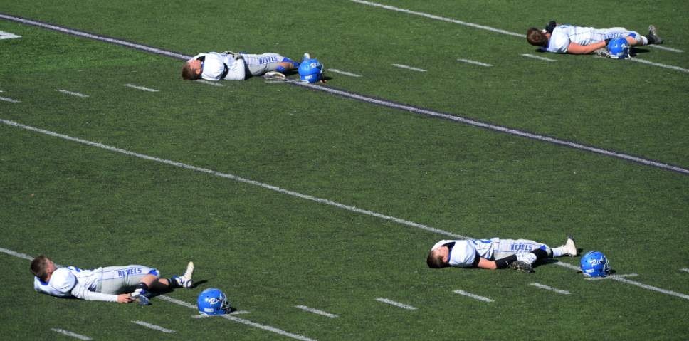 Steve Griffin / The Salt Lake Tribune


Rich players stretch out before their game against Kanab in the Class 1A semifinal game at Stewart Stadium on the Weber State University campus in Ogden Friday November 4, 2016.