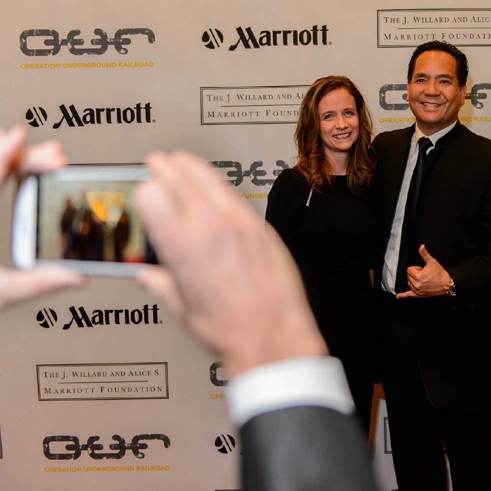 Trent Nelson  |  The Salt Lake Tribune
Utah Attorney General Sean Reyes and his wife Saysha  pose for a photo at Operation Underground Railroad's "Share Our Light" gala in Salt Lake City, Saturday November 5, 2016. Reyes was honored for his contribution to anti-trafficking.