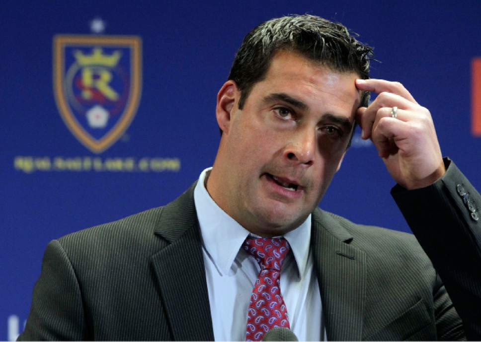Leah Hogsten  |  The Salt Lake Tribune
Real Salt Lake assistant coach Jeff Cassar was named RSL's third head coach in the franchise's 10-year history, Thursday, December 19, 2013. Cassar becomes emotional, thanking former coach Jason Kreis for his mentoring for the past 7 years. The hiring comes less than two weeks after Kreis, Cassar's close friend and confidant, left RSL to accept the coaching position at MLS expansion club New York City FC.