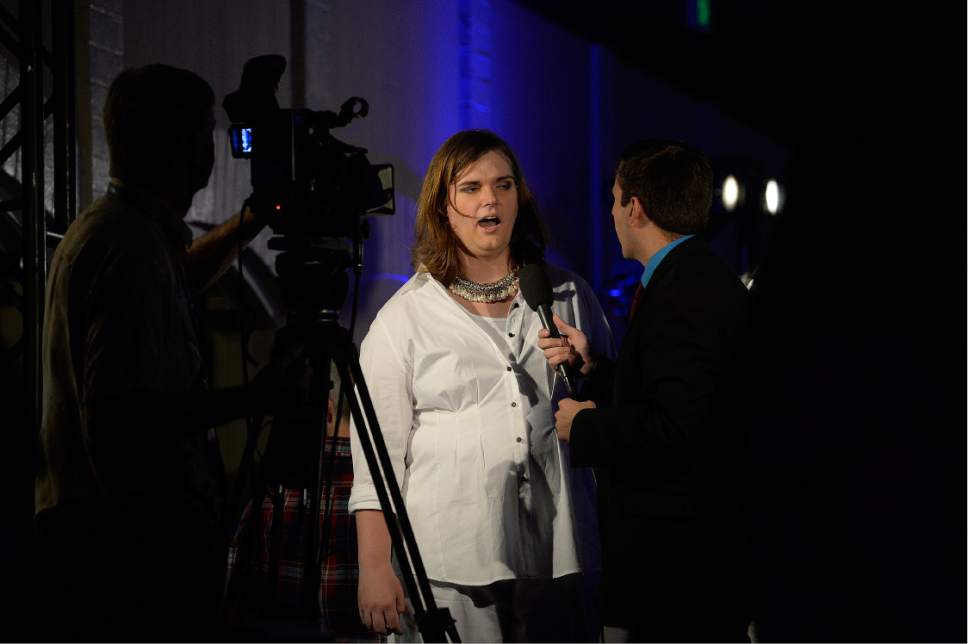 Scott Sommerdorf   |  The Salt Lake Tribune  
Misty K. Snow is interviewed after her speech at the Democratic election night party at the Sheraton Hotel, Tuesday, November 8, 2016.