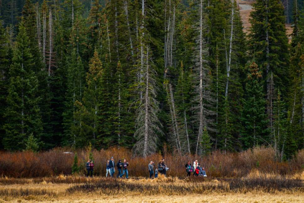 Chris Detrick  |  The Salt Lake Tribune
Visitors hike around Silver Lake in Big Cottonwood Canyon Sunday October 30, 2016.