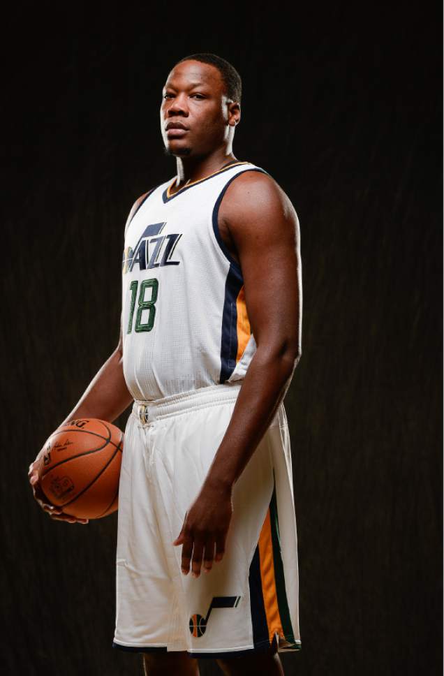 Francisco Kjolseth | The Salt Lake Tribune
Eric Dawson joins teammates as the Utah Jazz opens training camp with media day for players at the team's training facility in Salt Lake on Monday, Sept. 26, 2016.