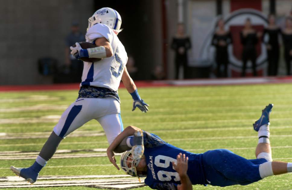 Steve Griffin / The Salt Lake Tribune


Bingham kicker Kade Lever slows up Fremont kick returner Haze Hadley during the 5A semifinal football game at Rice-Eccles Stadium on the University of Utah campus in Salt Lake City Thursday November 10, 2016.