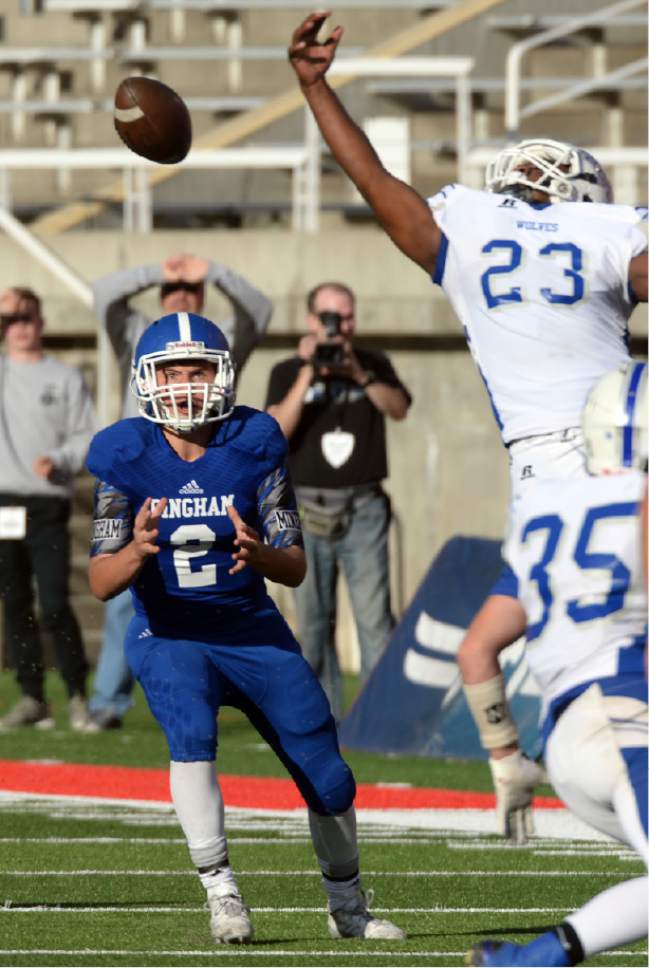 Steve Griffin / The Salt Lake Tribune


Bingham's keeps his eyes on a pass that he caught during the 5A semifinal football game against  Fremont at Rice-Eccles Stadium on the University of Utah campus in Salt Lake City Thursday November 10, 2016.