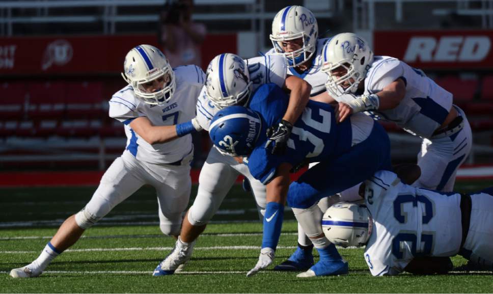 Steve Griffin / The Salt Lake Tribune


Bingham's Amoni Kaili gets wrapped up by the Fremont defense during the 5A semifinal football game at Rice-Eccles Stadium on the University of Utah campus in Salt Lake City Thursday November 10, 2016.