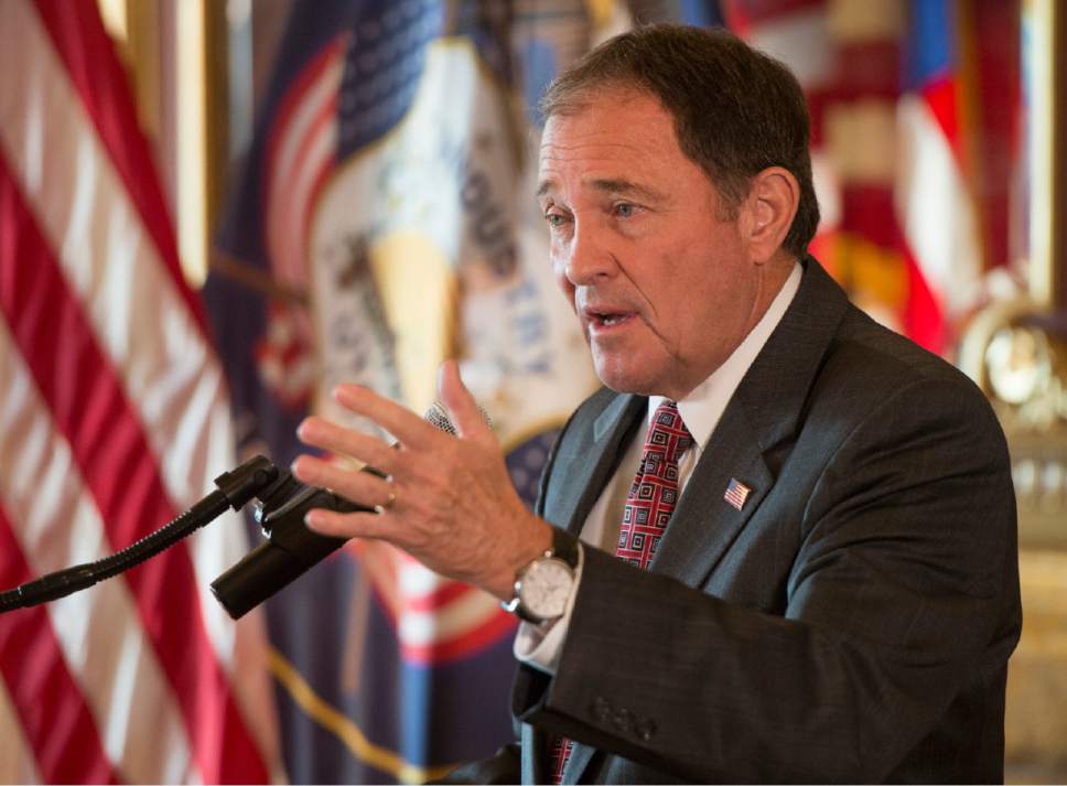 Rick Egan  |  The Salt Lake Tribune

GOv. Gary Herbert answers questions from the media, after a press conference, at the Utah State Capitol, Thursday, November 10, 2016.