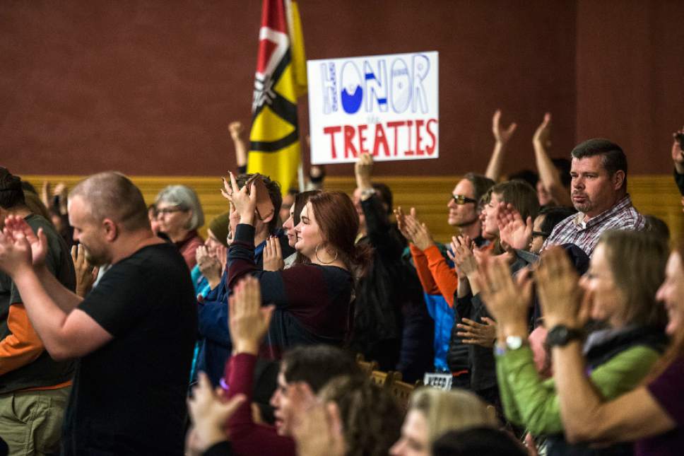 Chris Detrick  |  The Salt Lake Tribune
Dakota Access Pipeline protestors cheer after the Salt Lake City Council adopts a joint resolution with Mayor Jackie Biskupski supporting the Standing Rock Sioux Tribe's opposition to the Dakota Access Pipeline  Tuesday November 15, 2016.