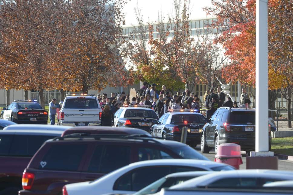 Trent Nelson | The Salt Lake Tribune 

Several students were stabbed at Mountain View High School Tuesday morning. Orem police had a 16-year-old boy in custody.