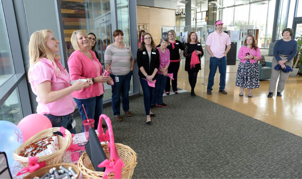 Steve Griffin / The Salt Lake Tribune
The Salt Lake County Library System employees have a drawing after their Breast Cancer Awareness walk at the Viiridian Library in West Jordan on Thursday, Oct. 27, 2016. The Salt Lake County Library System is being honored once again for being a good place to work.

I