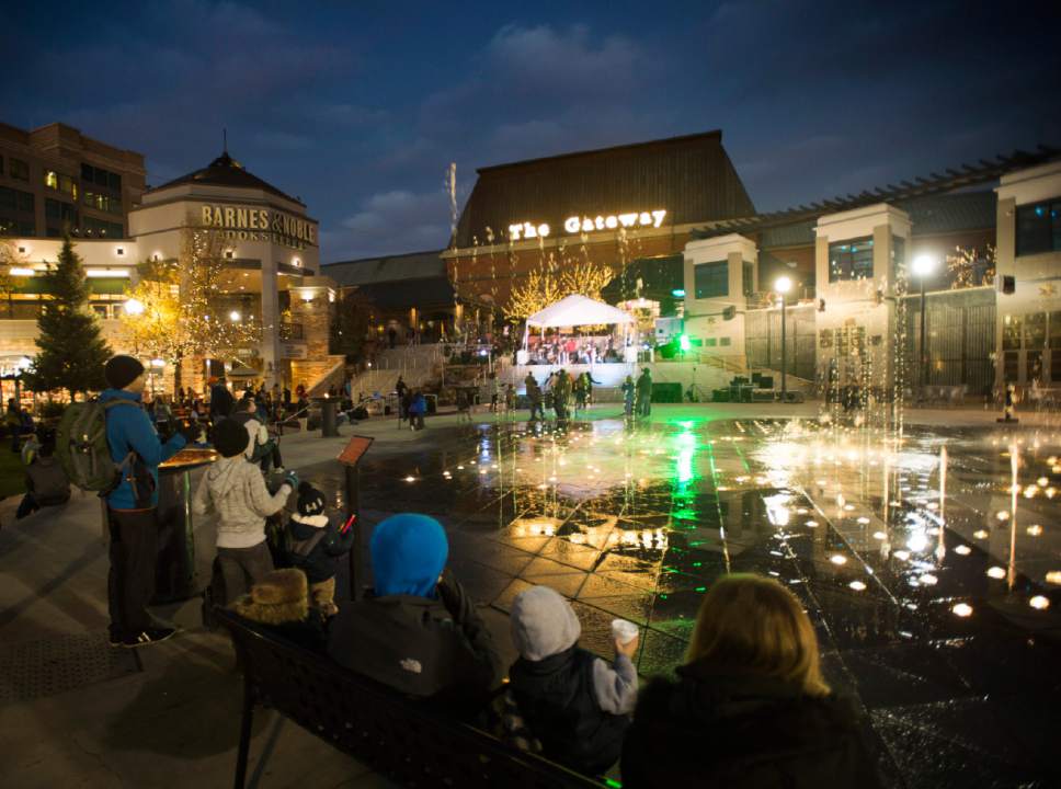 Rick Egan  |  The Salt Lake Tribune

Party goers listen to the band "Chaning Lanes" at the 16th annual "Light Up The Night" Christmas tree lighting party, Saturday, November 19, 2016.