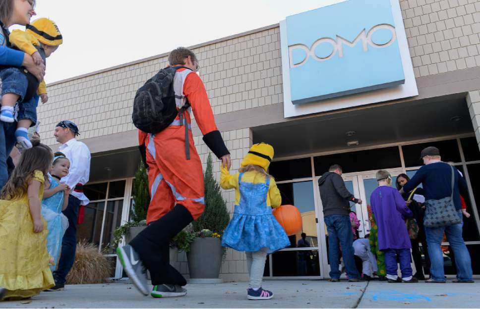 Francisco Kjolseth  |  The Salt Lake Tribune
Domo, a computer software company in American Fork, hosts its family-friendly Halloween party Monday, Oct. 31, 2016.